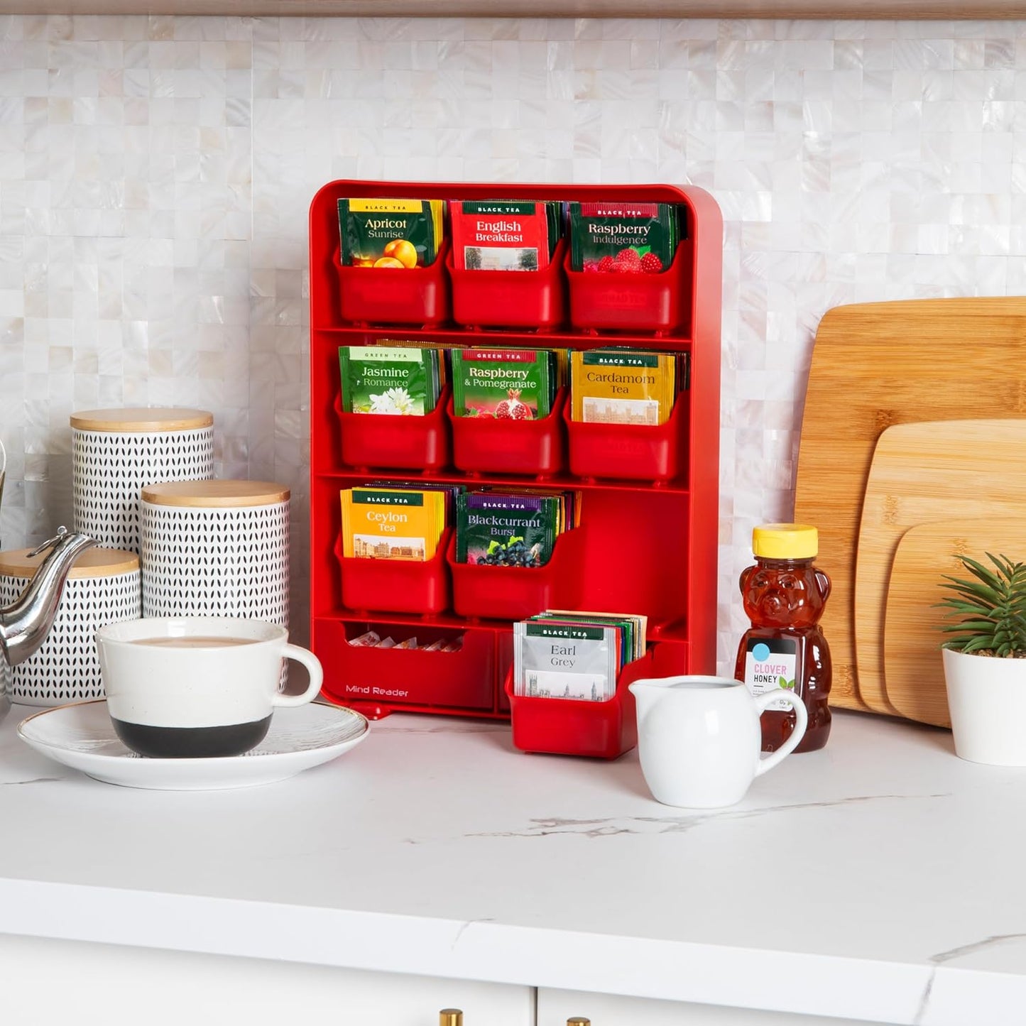 Tea Bag Organizer, Tea Station Organizer, Countertop Storage, Kitchen, Plastic
