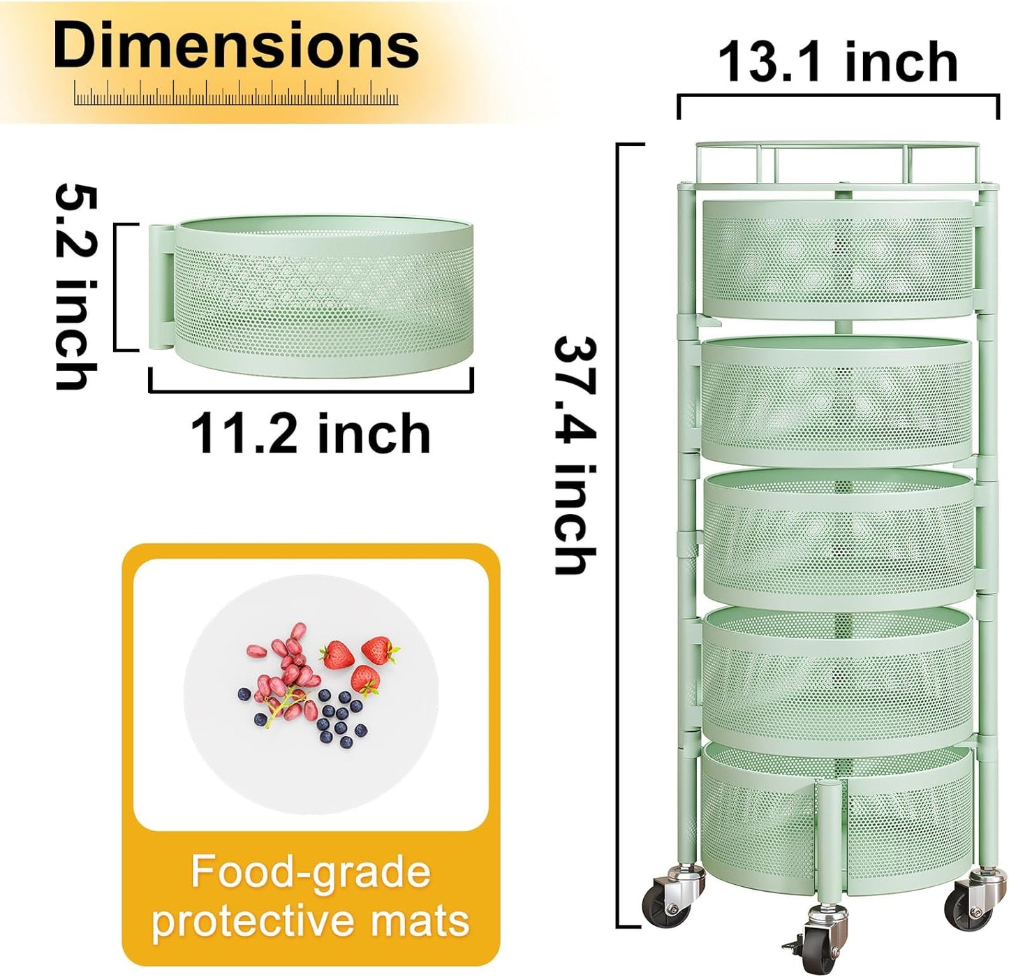 Fruit and Vegetable Basket Bowls for Kitchen with Metal Top Lid