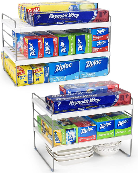 2 Pack Expandable Kitchen Wrap Organizer Rack