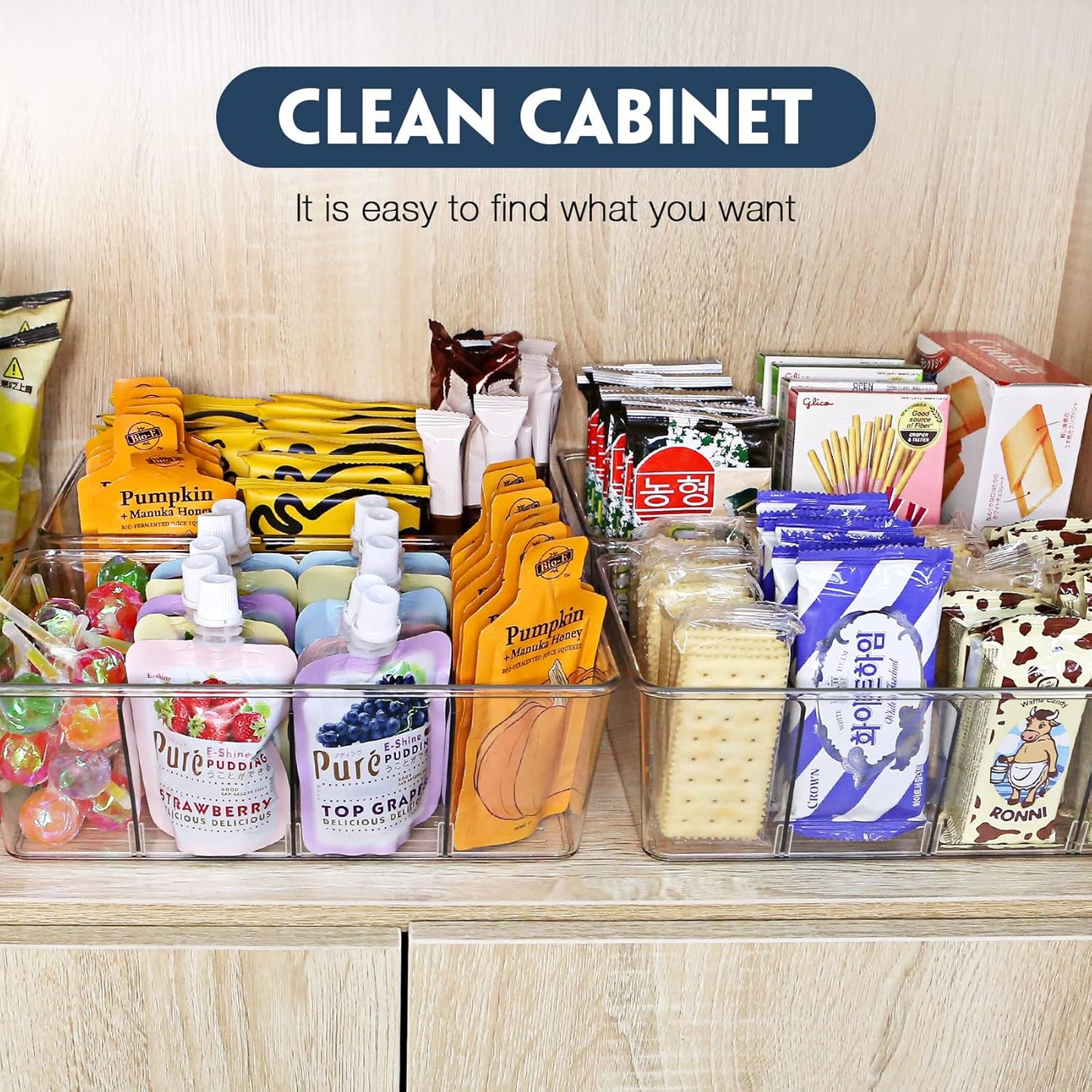 Pantry Organization and Storage Bins, Refrigerator Organizer Bins – Clear