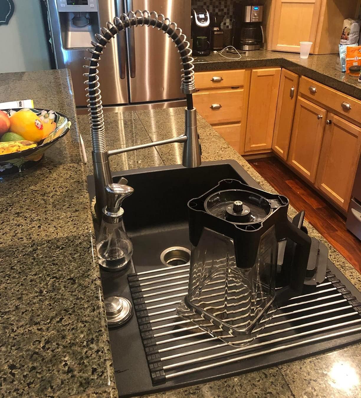 Roll up Dish Drying Rack Over The Sink Kitchen Roll up Sink Drying Rack Stainless Still Portable Drainer Foldable Dish Rack (Black, 17.8''X11.8'')