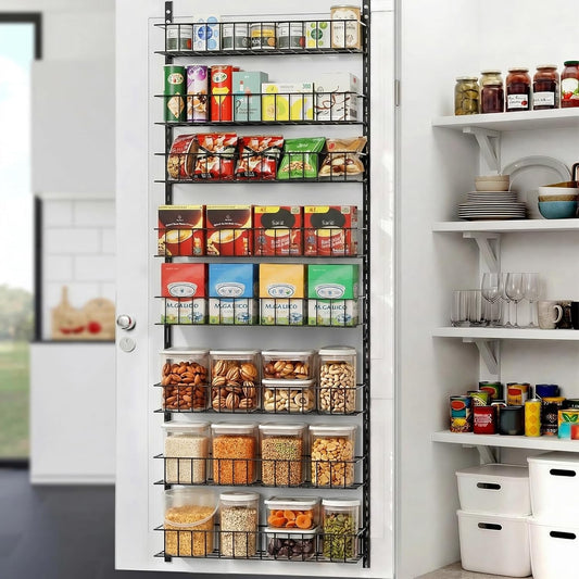 8-Tier Pantry Door Oragnizer, Over The Door Pantry Organizer Rack and Storage