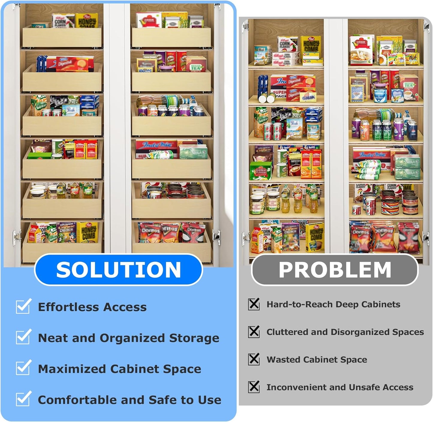 Soft Close Pull Out Cabinet Organizer, 26" W x 22" D Pull Out Drawer for Cabinet