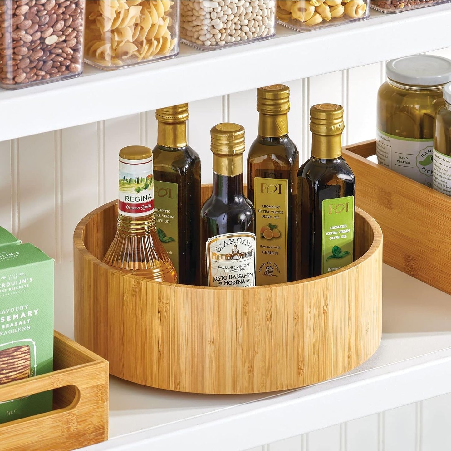 Lazy Susan Turntable Bamboo Spinner for Kitchen Cabinet, Pantry, Fridge, Cupboards, or Counter