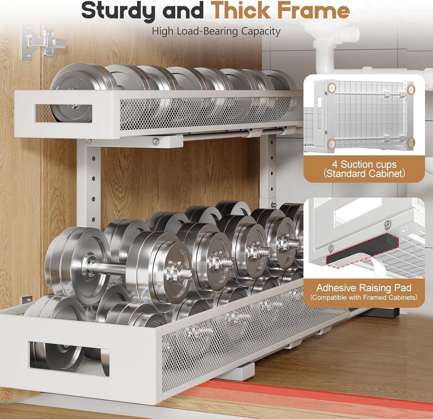 1 Pack 20.47IN Depth Under Sink Storage Organizer