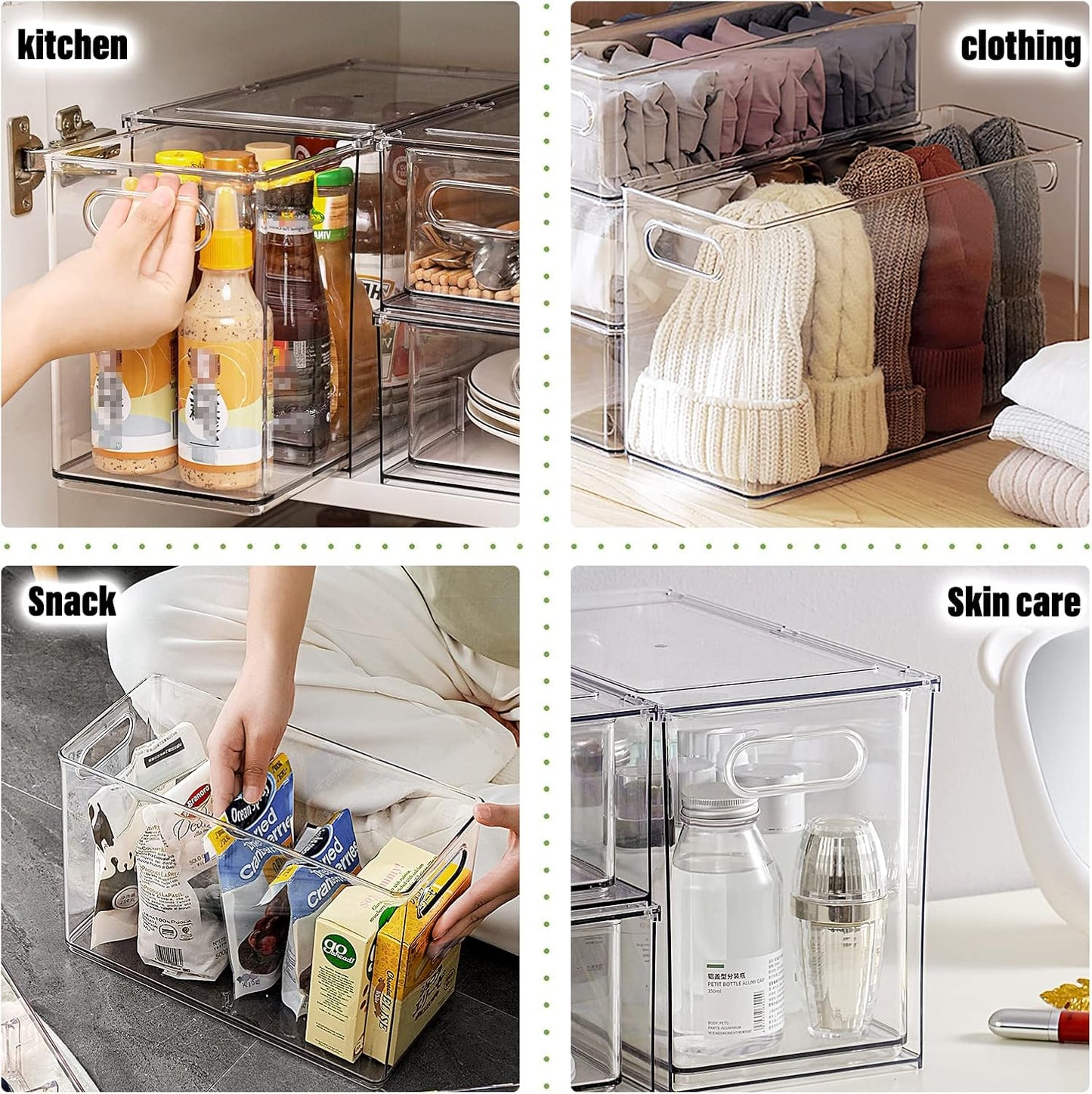 Refrigerator Organizer and Storage Bins with Pull-out Drawer