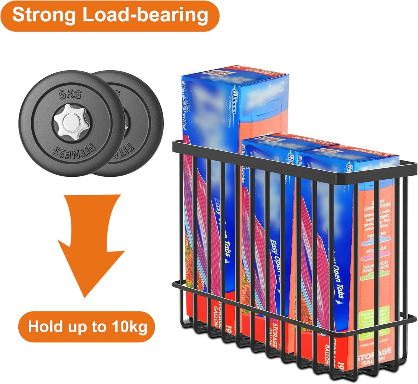 2 Pack Cabinet Door Organizer, Foil and Plastic Wrap Organizer