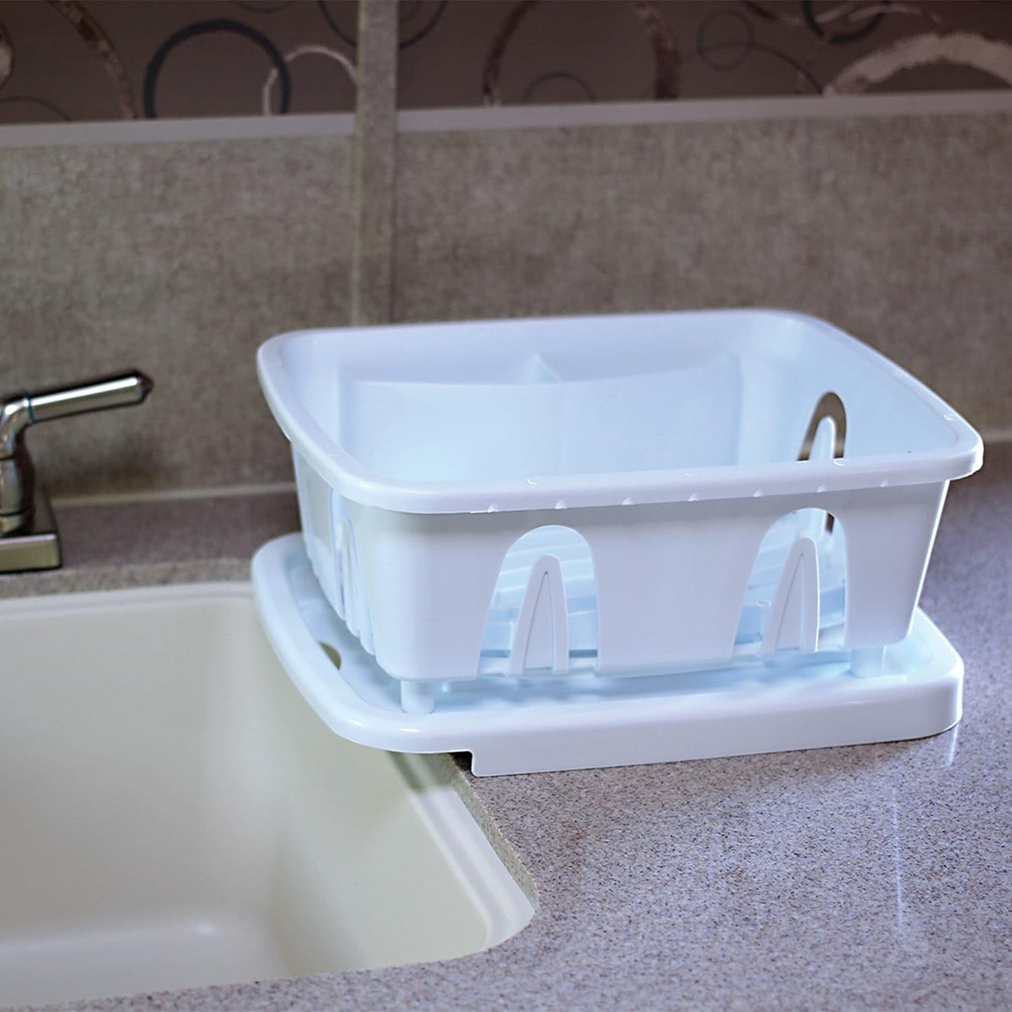 RV Mini Dish Drainer & Tray - Features a Sloped Drain Tray Design