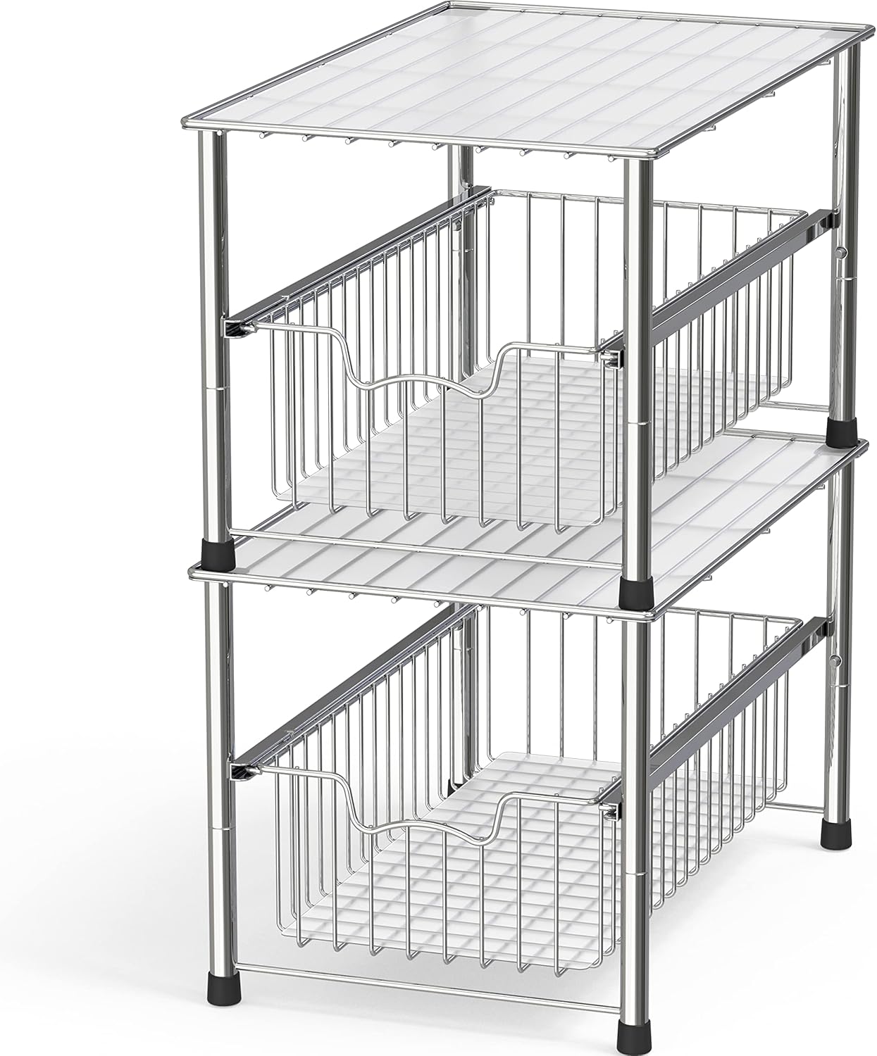 Chrome Metal Stackable Storage Rack, 16.75 in L x 10.8 in W x 10.25 in H