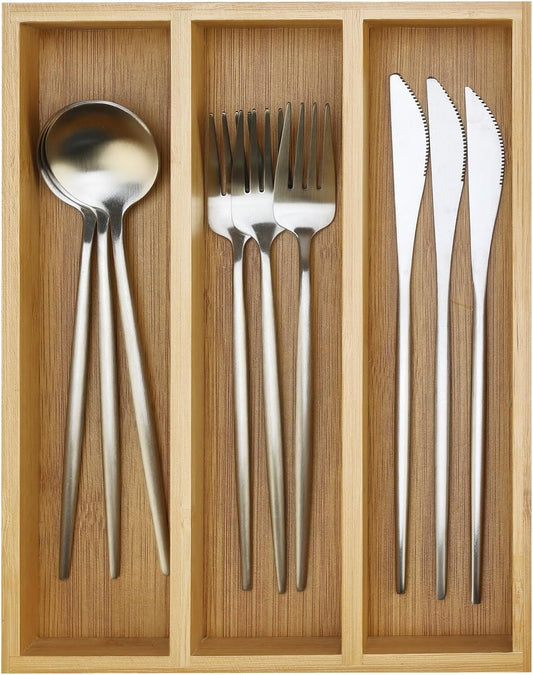 Small Bamboo Silverware Drawer Organizer Kitchen Utensil Spo