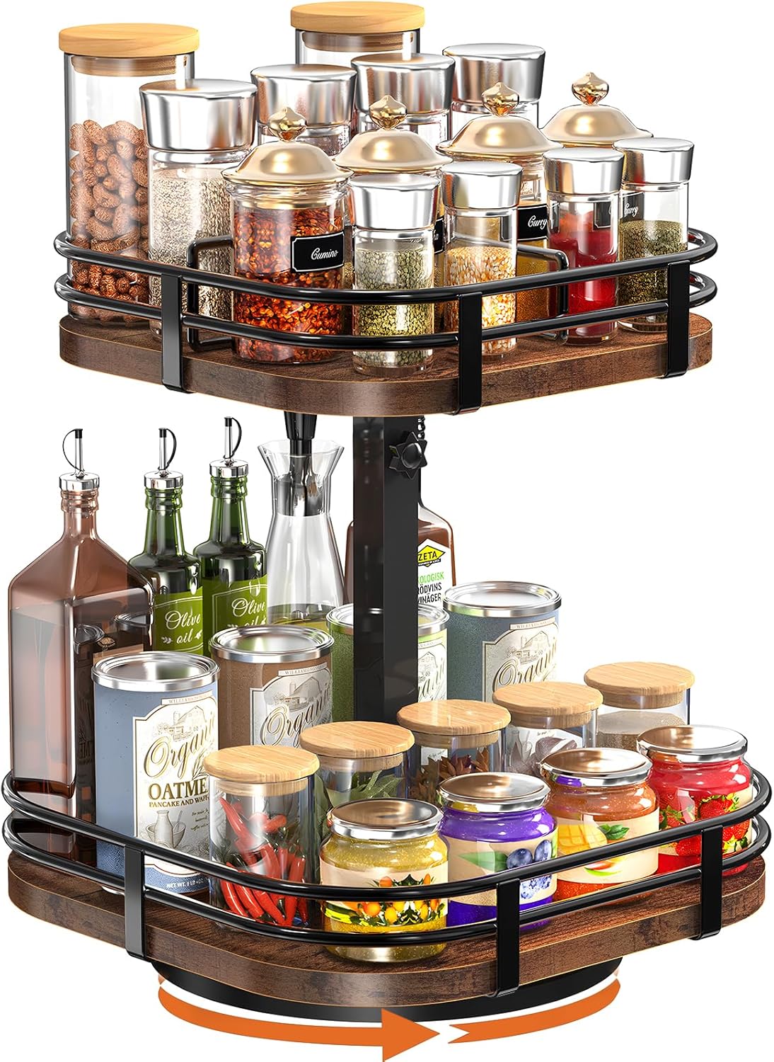 12" Large Lazy Susan Turntable Organizer Adjustable - Rotating Spice Rack for Table Top