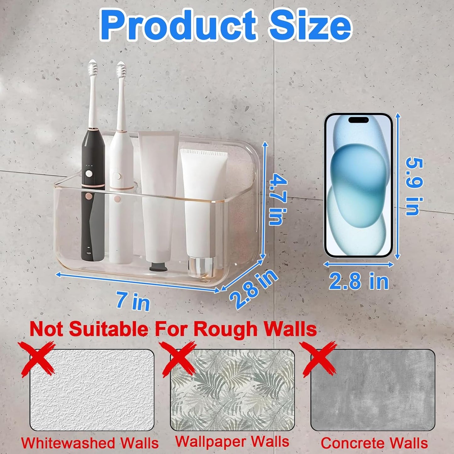 Acrylic Wall Mount Organizer, Self Adhesive Organizer for Wall, Cabinet Door Organizer