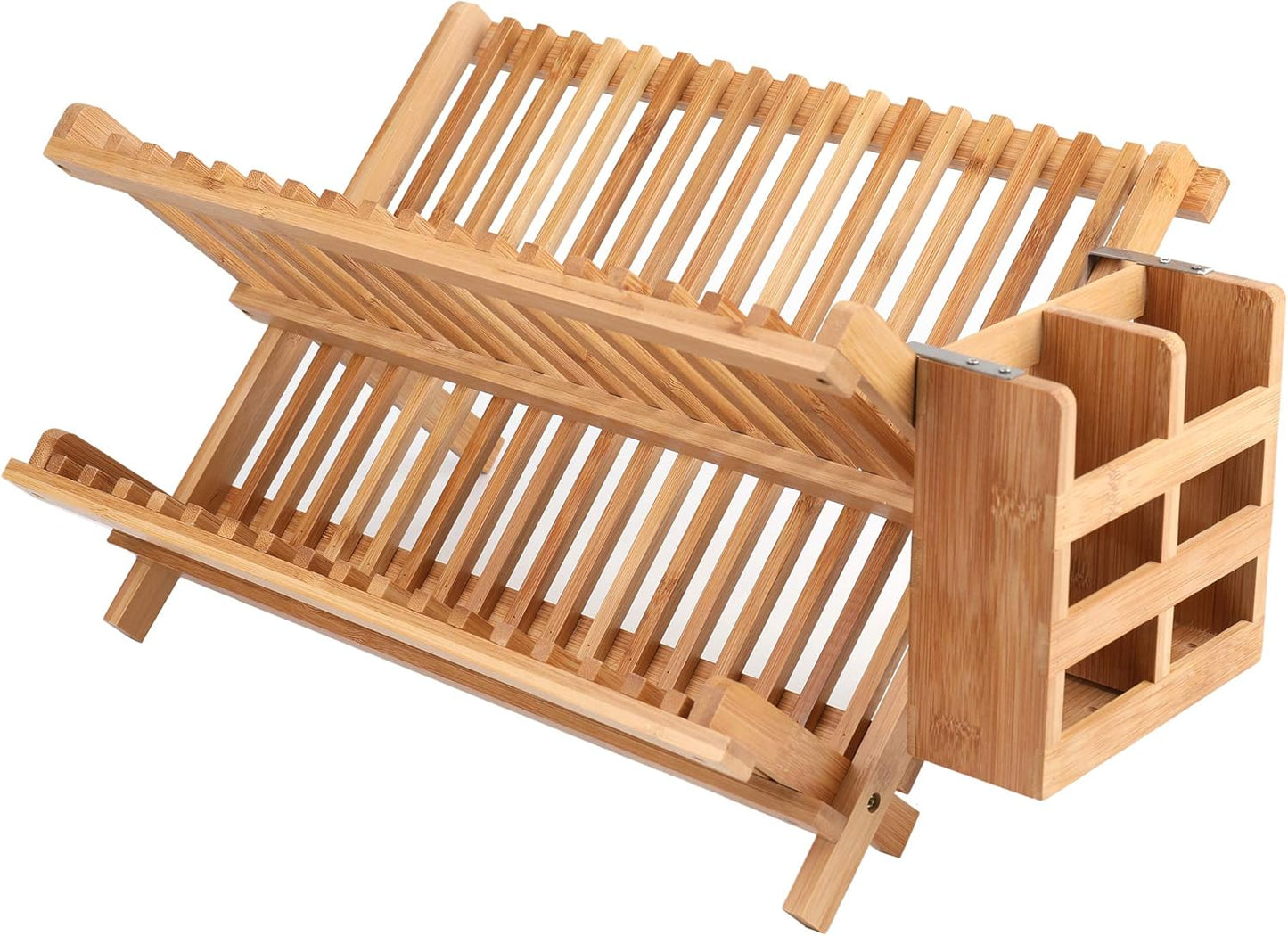 Bamboo Dish Drying Rack with Utensil Holder