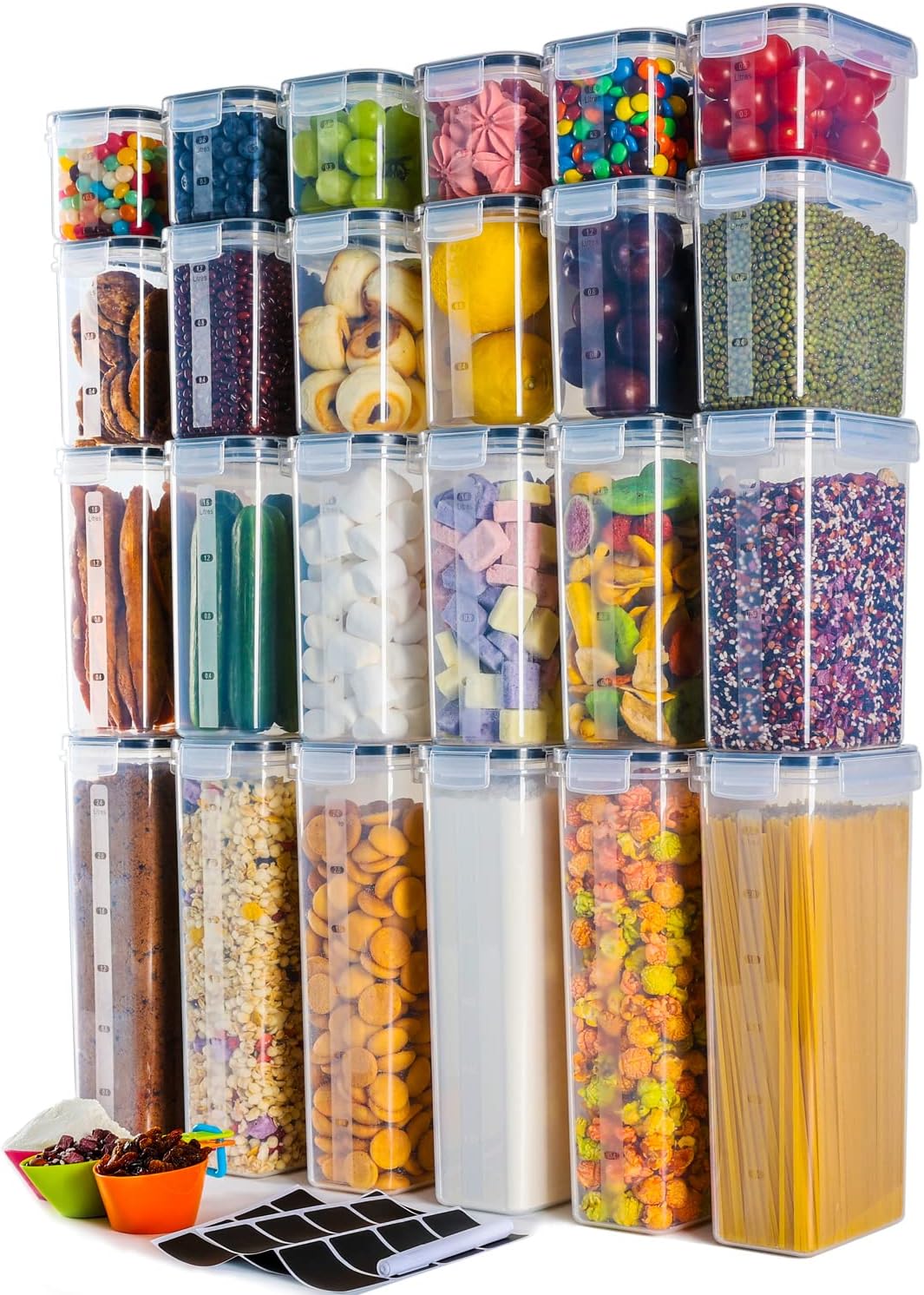 Airtight Food Storage Containers with Lids, Clear Pantry Canister Set for Kitchen Organization