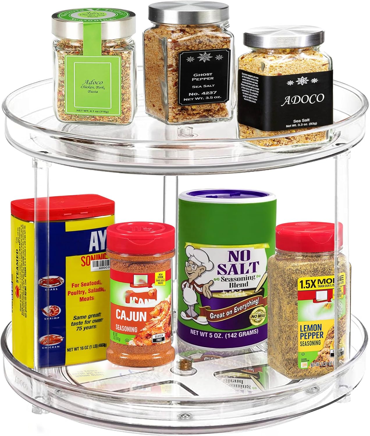 2 Tier Lazy Susan Bathroom Organizer, 9.25Inch Clear 360 Rotating Makeup Organizer for Vanity