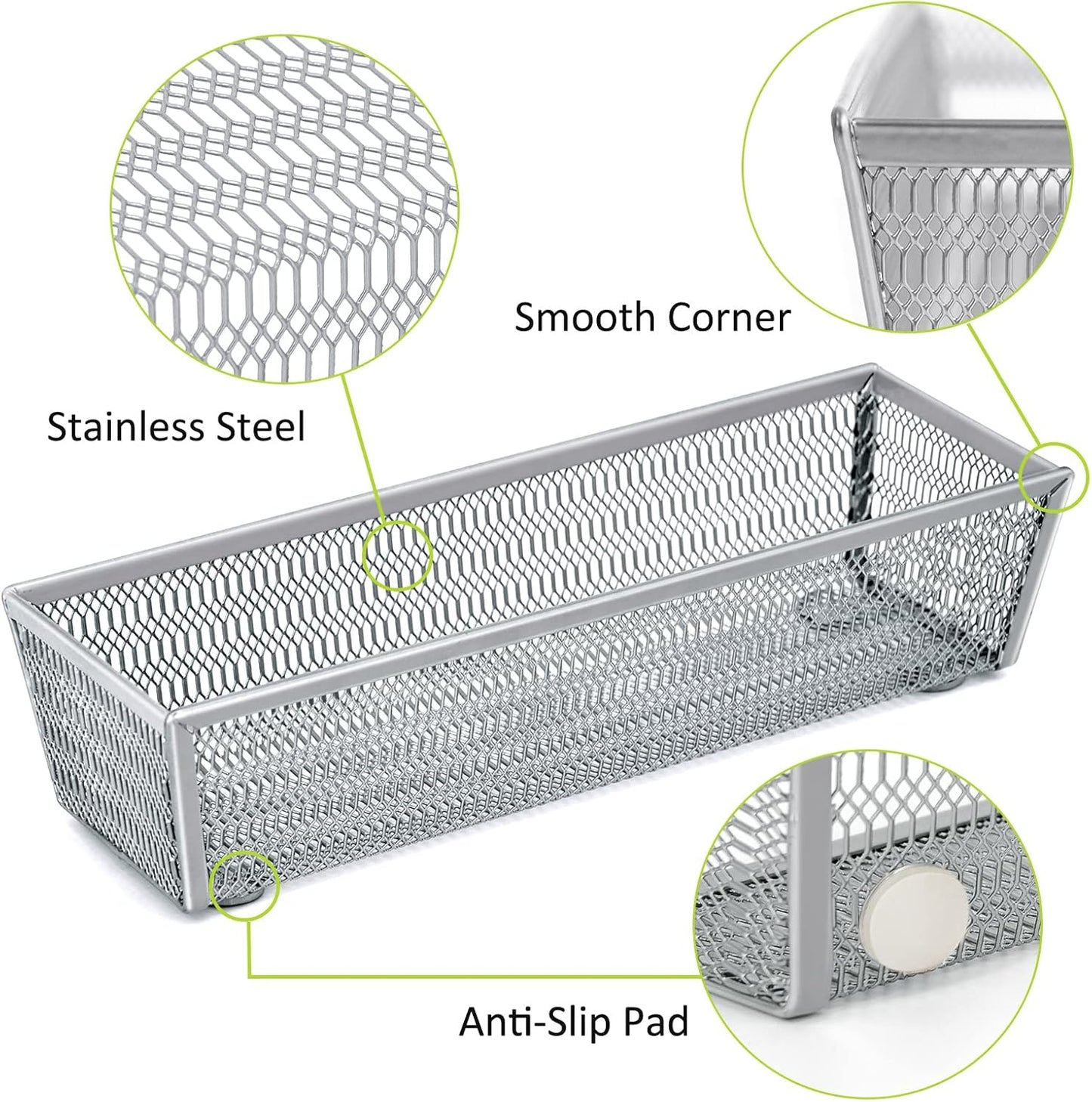 Silverware Organizer,Mesh Drawer Organizer for Kitchen，Metal Utensil Organizer for Flatware