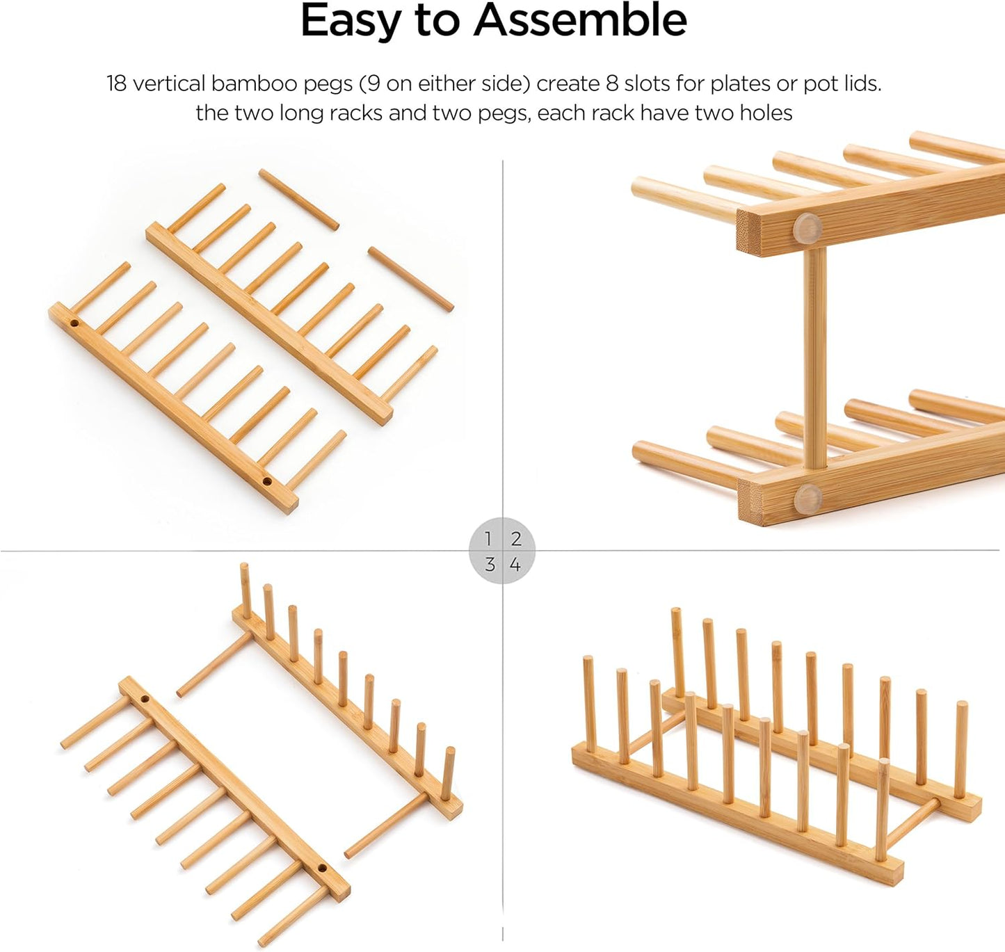 Bamboo Dish Drying Rack for Kitchen Counter and Cabinet