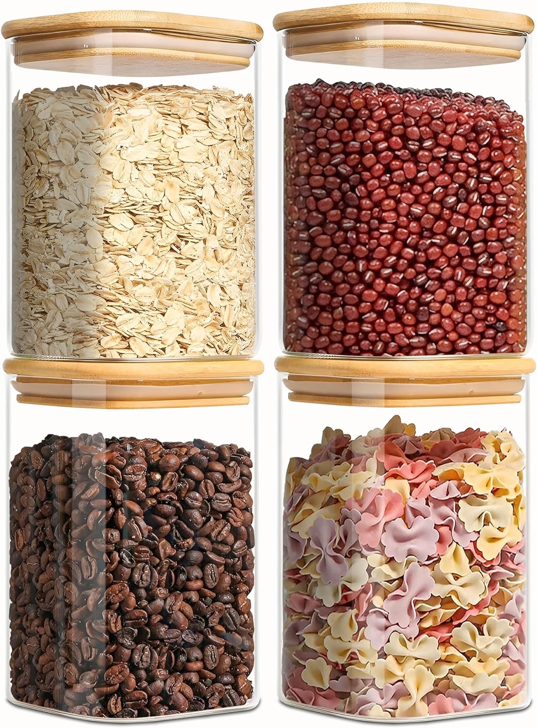 1.2 Qt Square Glass Storage Containers with Lids, glass jar with airtight lid