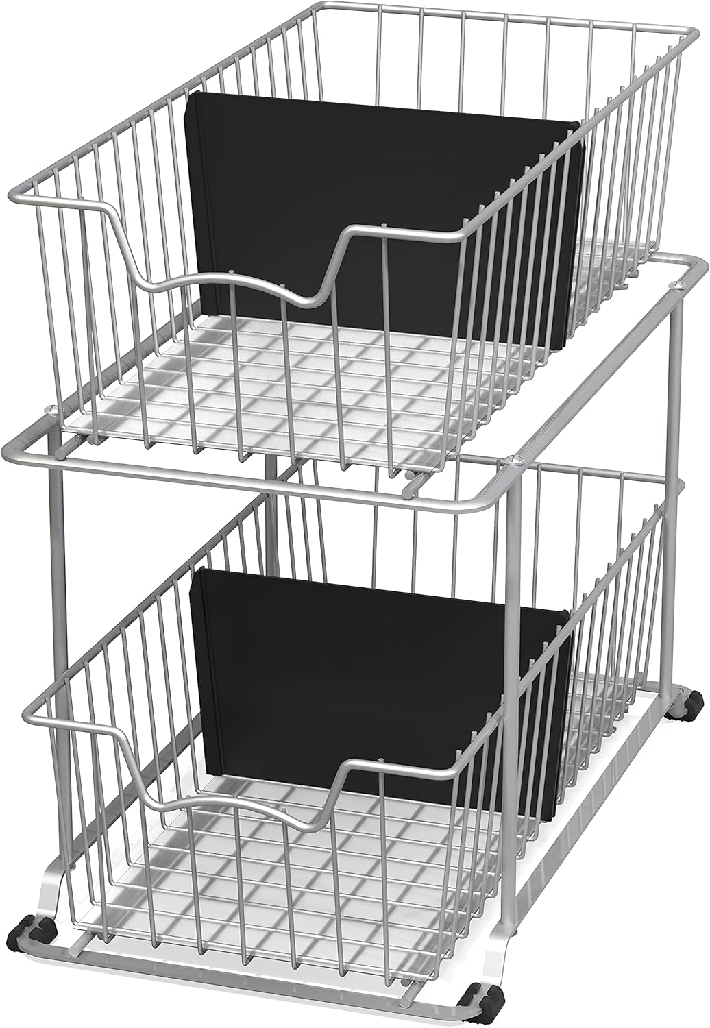 2 Tier Cabinet Wire Basket Drawer Organizer, Grey