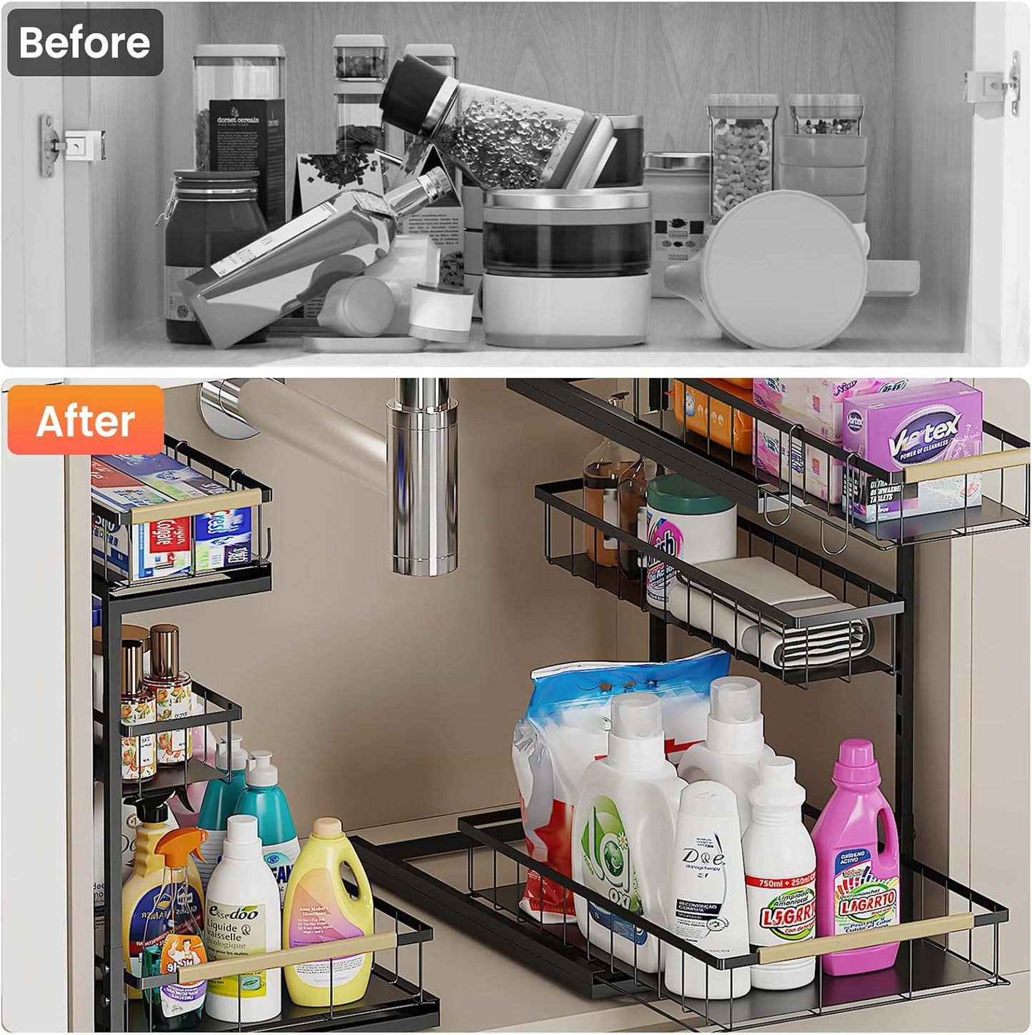 Under Sink Organizer and Storage for Bathroom and Kitchen