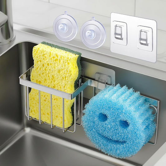 [Space Saving] Sponge Holder for Kitchen Sink, Great for Scrub Daddy / Scrub Mommy Sponges
