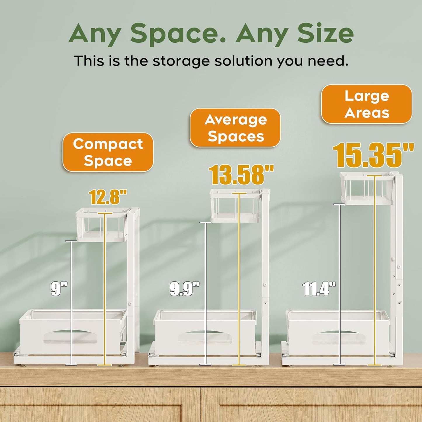 Under Sink Organizer, 2 Pack Cabinet Organizer for Kitchen
