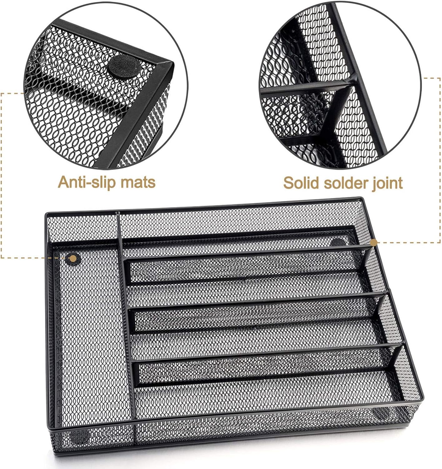 Utensil Drawer Organizer, Mesh Wire Silverware Organizer Divider for Kitchen