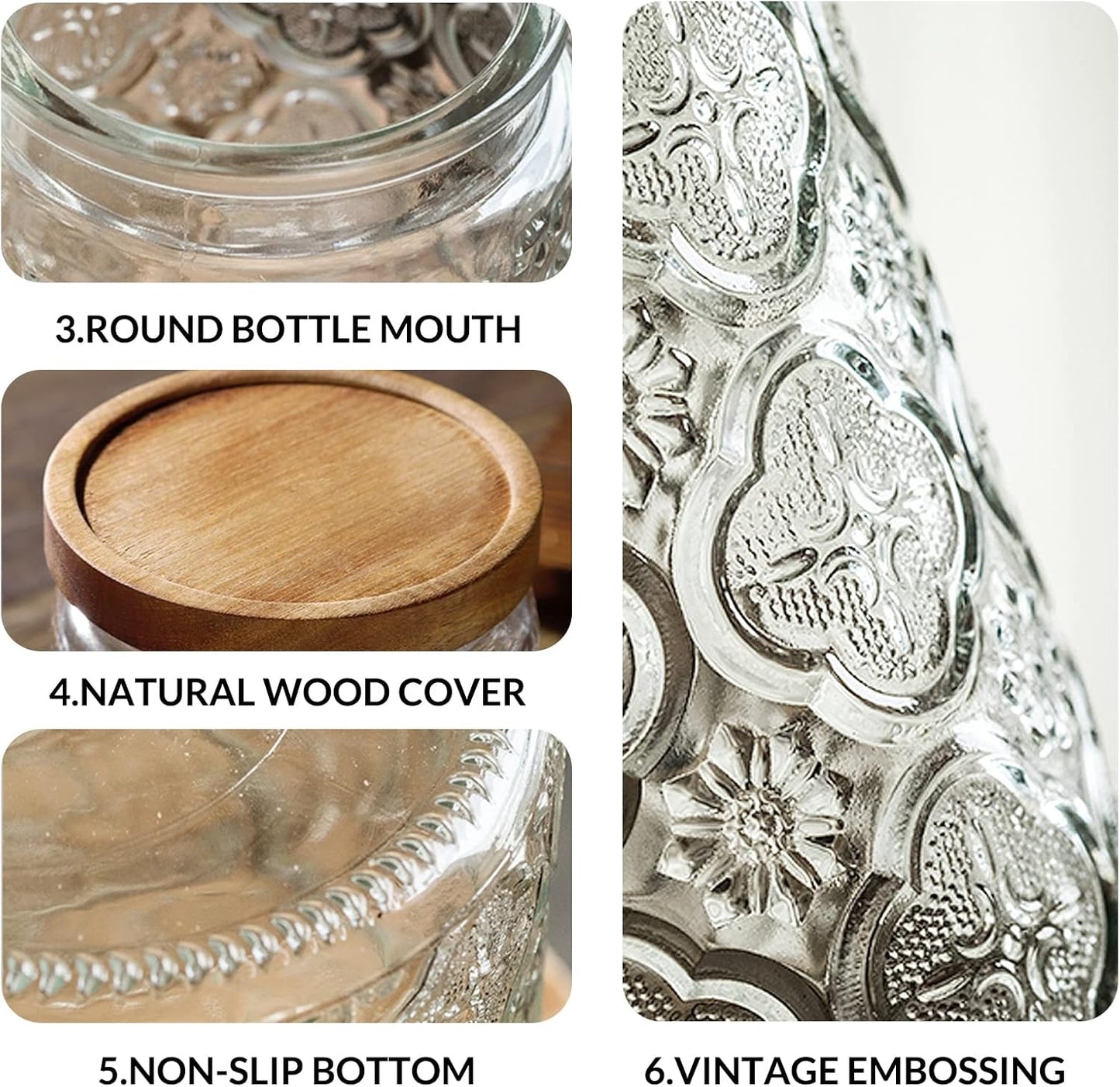35oz/1000ml Glass Storage Jars with Nature Wood Lids