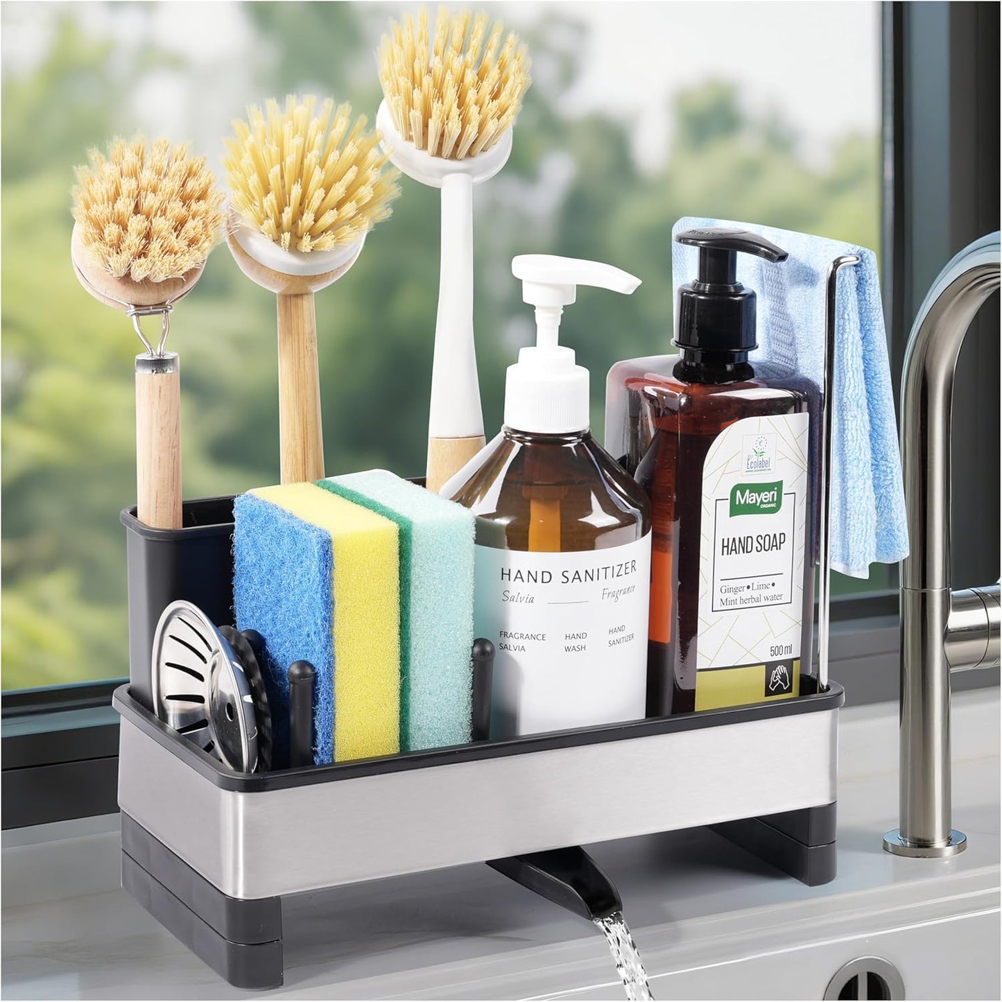 Kitchen Sink Caddy Organizer, Stainless Steel Sponge Holder