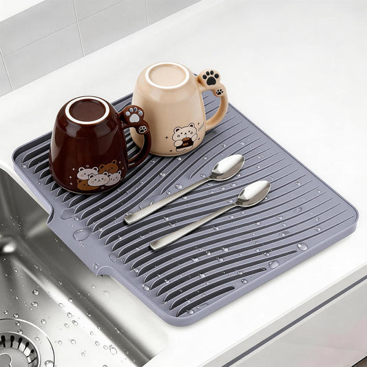 Silicone Dish Drying Mat for Kitchen Counter, Non-Slip Drain Pad, Dish Drying Pad