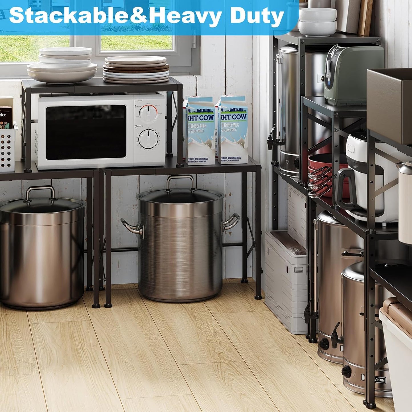 Expandable Pantry Shelves, 17-28 Inch Adjustable Kitchen Storage Shelf Organizer