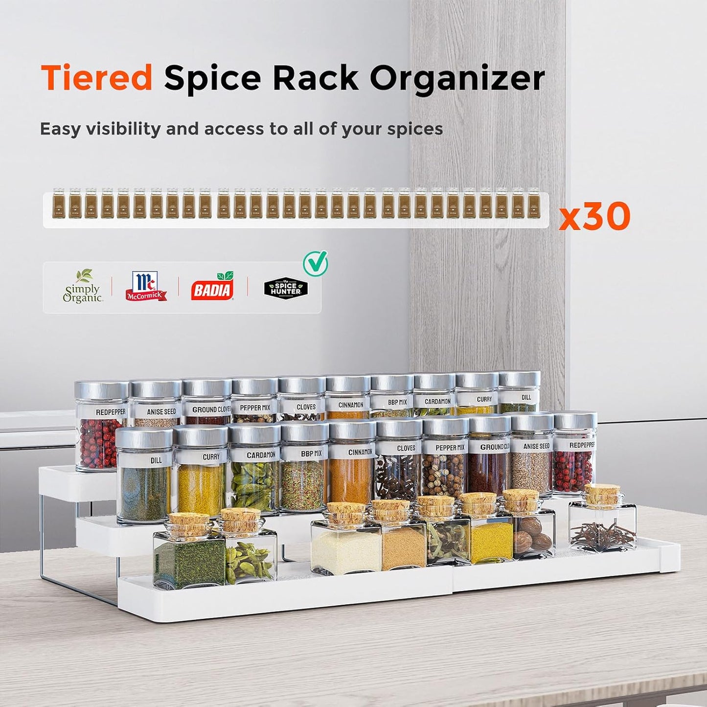 Expandable Spice Rack Organizer for Cabinet