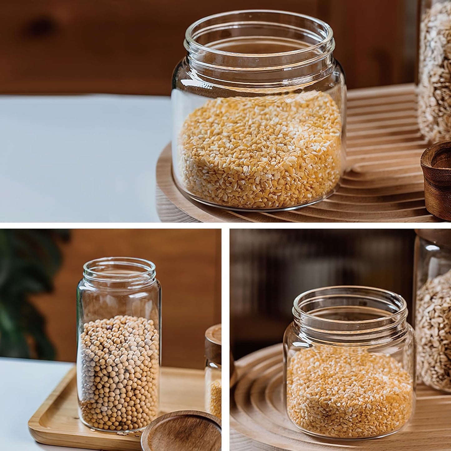40 oz/1200 ml Clear Glass Storage Canister with Airtight Wooden Screw Lid