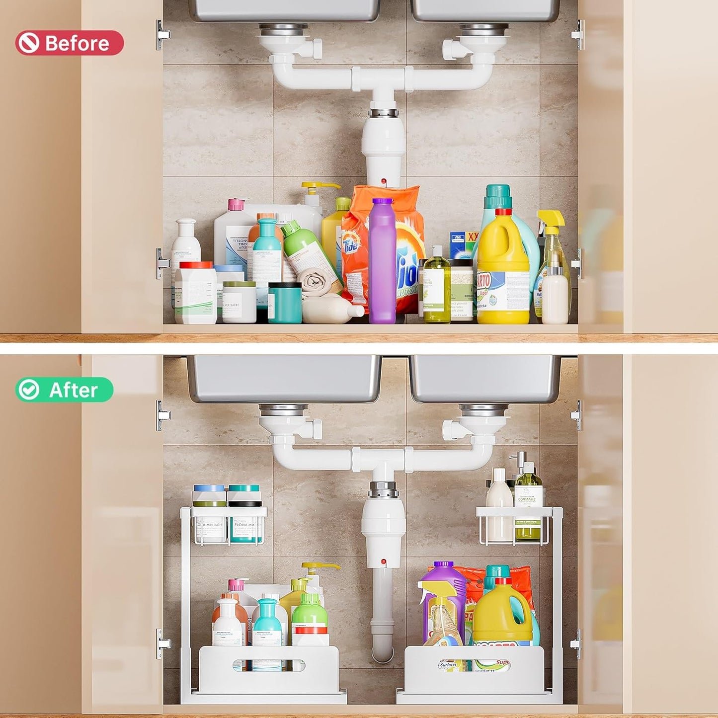 Under Sink Organizer and Storage, Slide Out Cabinet Organizer