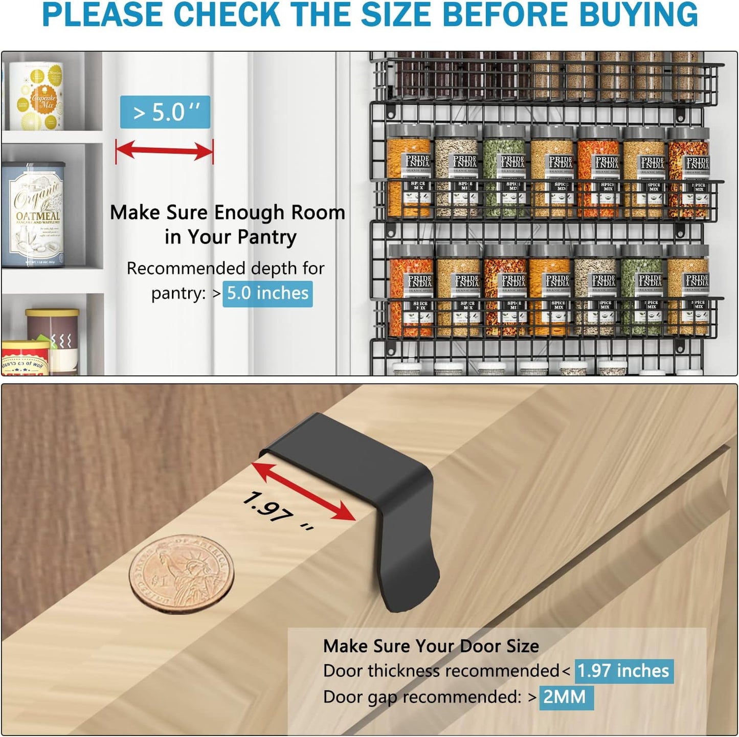 6-Tier Spice Rack Organizer with Door Hook