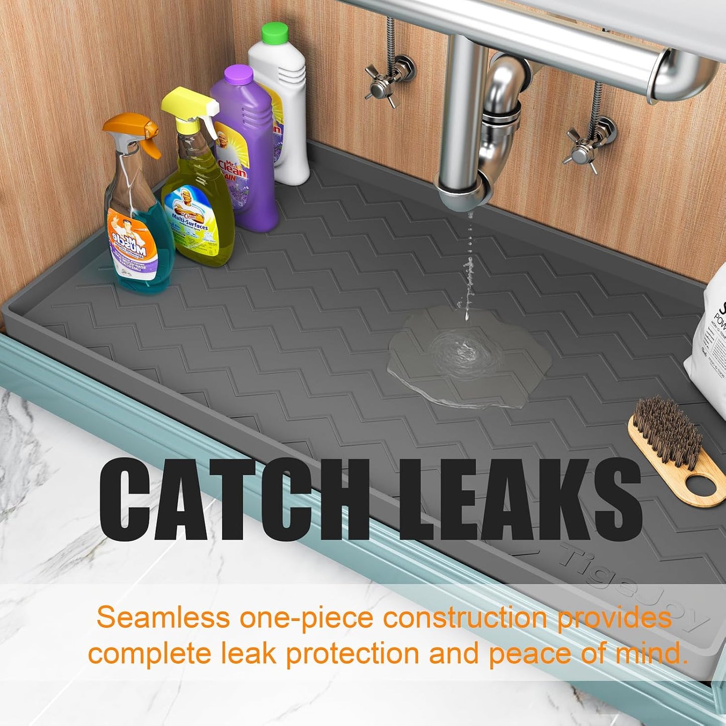 Waterproof Under Sink Mat 22" x 19", Shelf Liner Protector in Kitchen and Bathroom