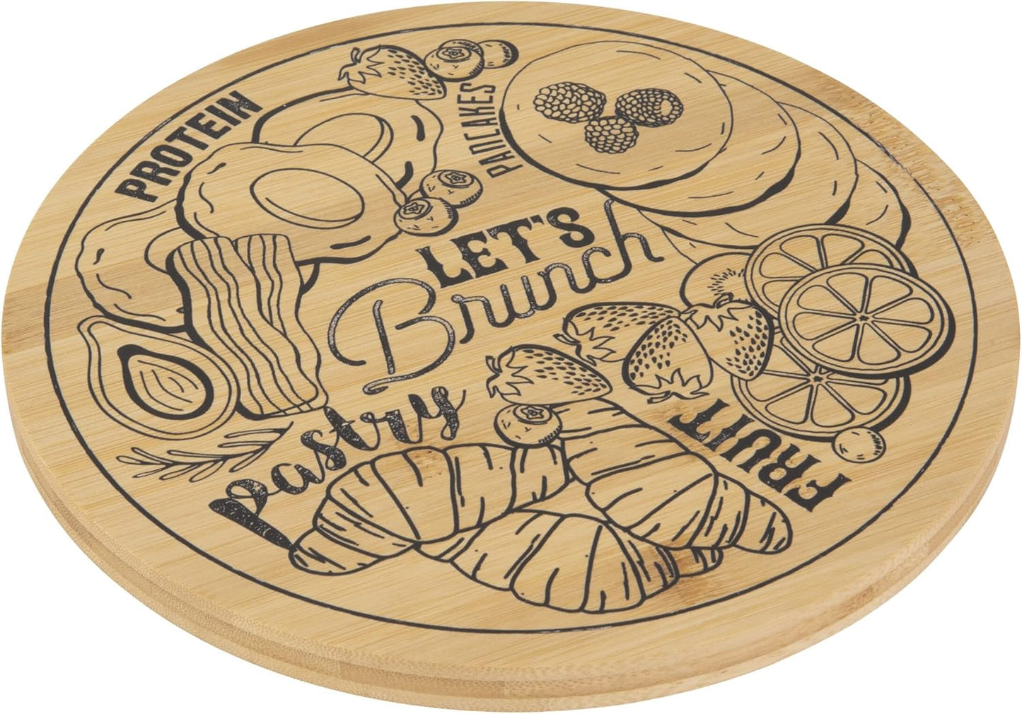 Bamboo Lazy Susan Kitchen Turntable for Entertaining, Let's Brunch DIY Design, 10-Inch, Bamboo