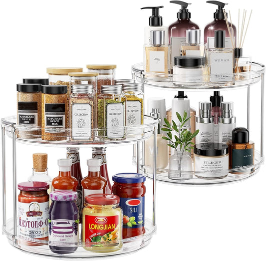 2 Pack 2 Tier Lazy Susan Turntable Organizer 9.25 inch