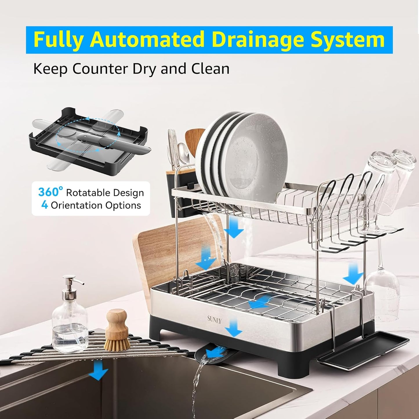 2 Tier Dish Drying Rack, Extra Large Dish Rack