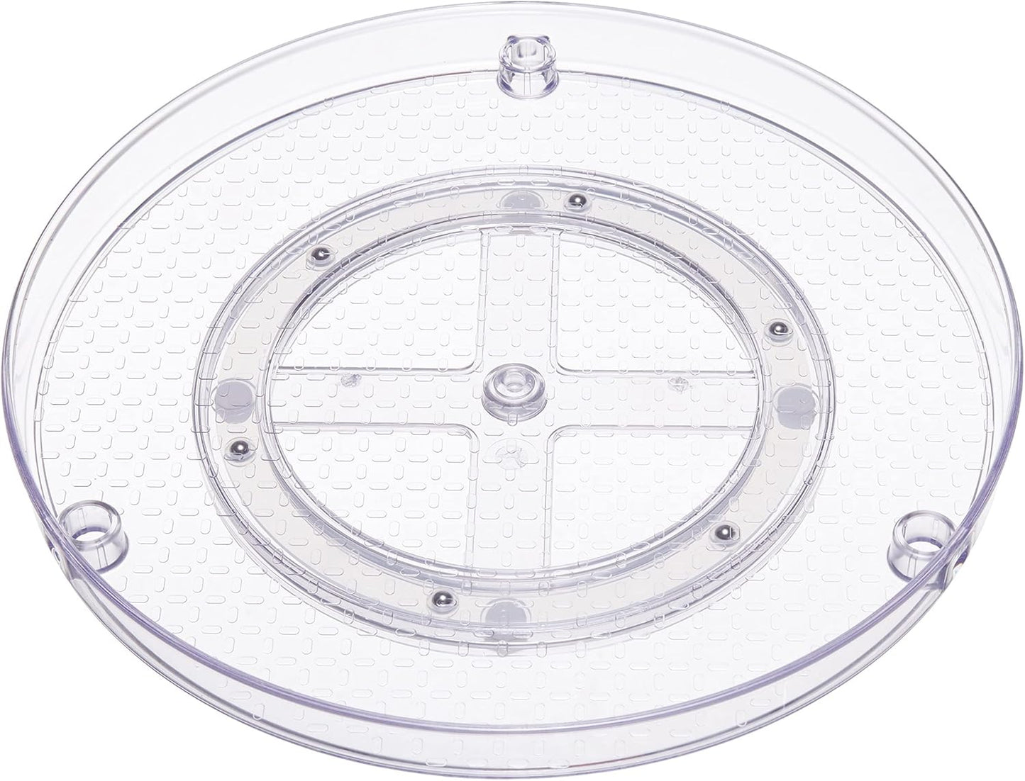 2 Tier Lazy Susan Turntable Organizer for Condiments, 12" Diameter, Clear