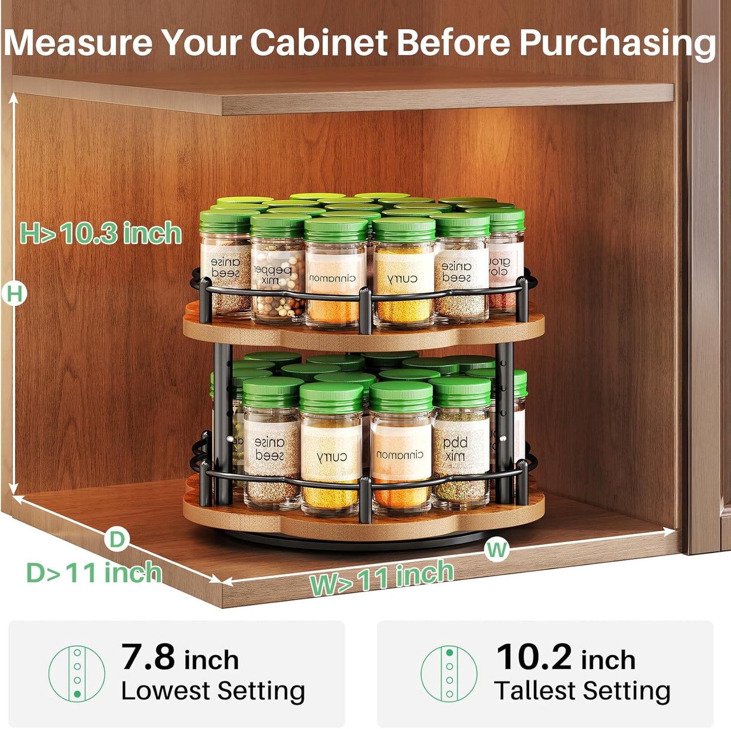 Spice Rack Lazy Susan Organizer for Cabinet