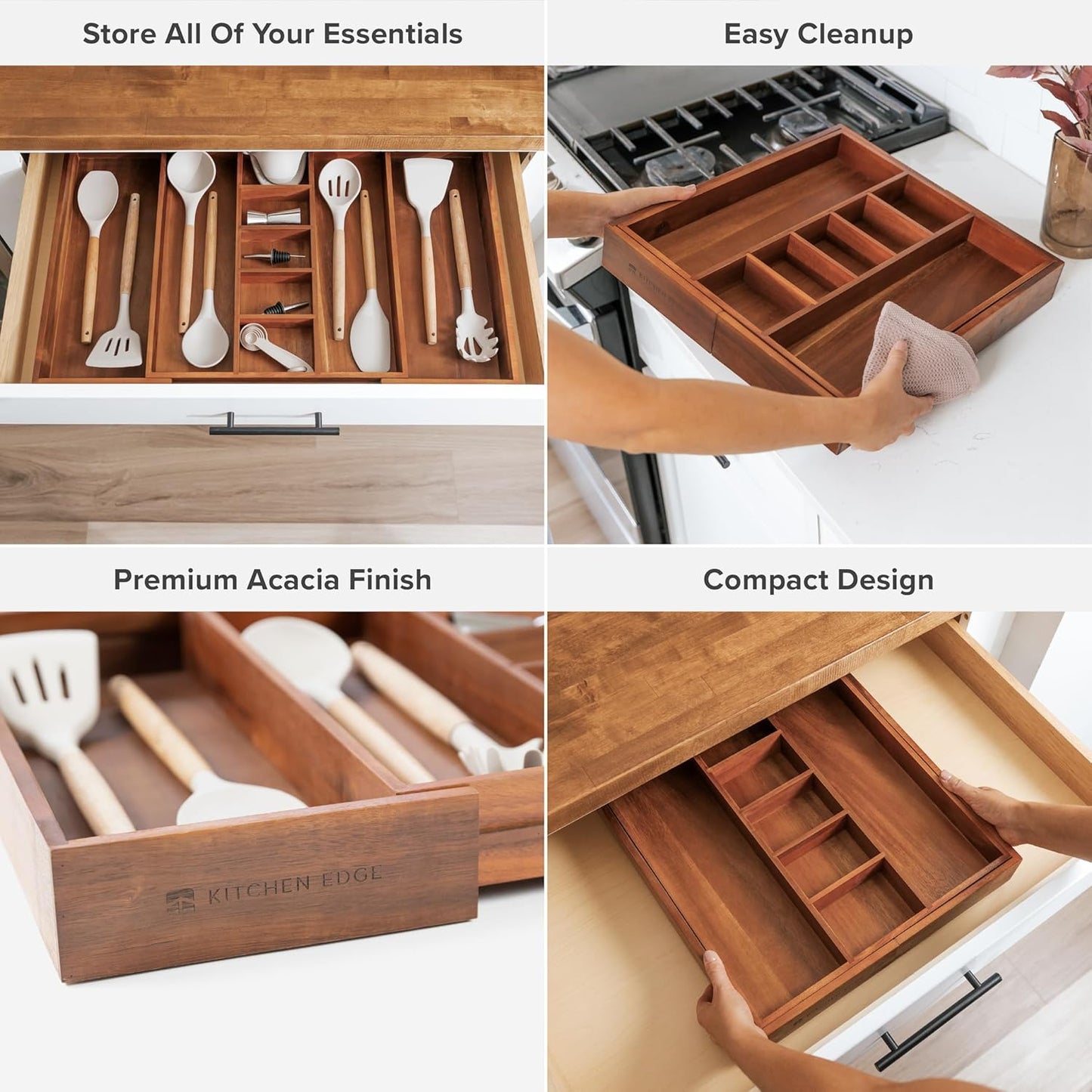 Adjustable Kitchen Drawer Organizer for Utensils and Junk