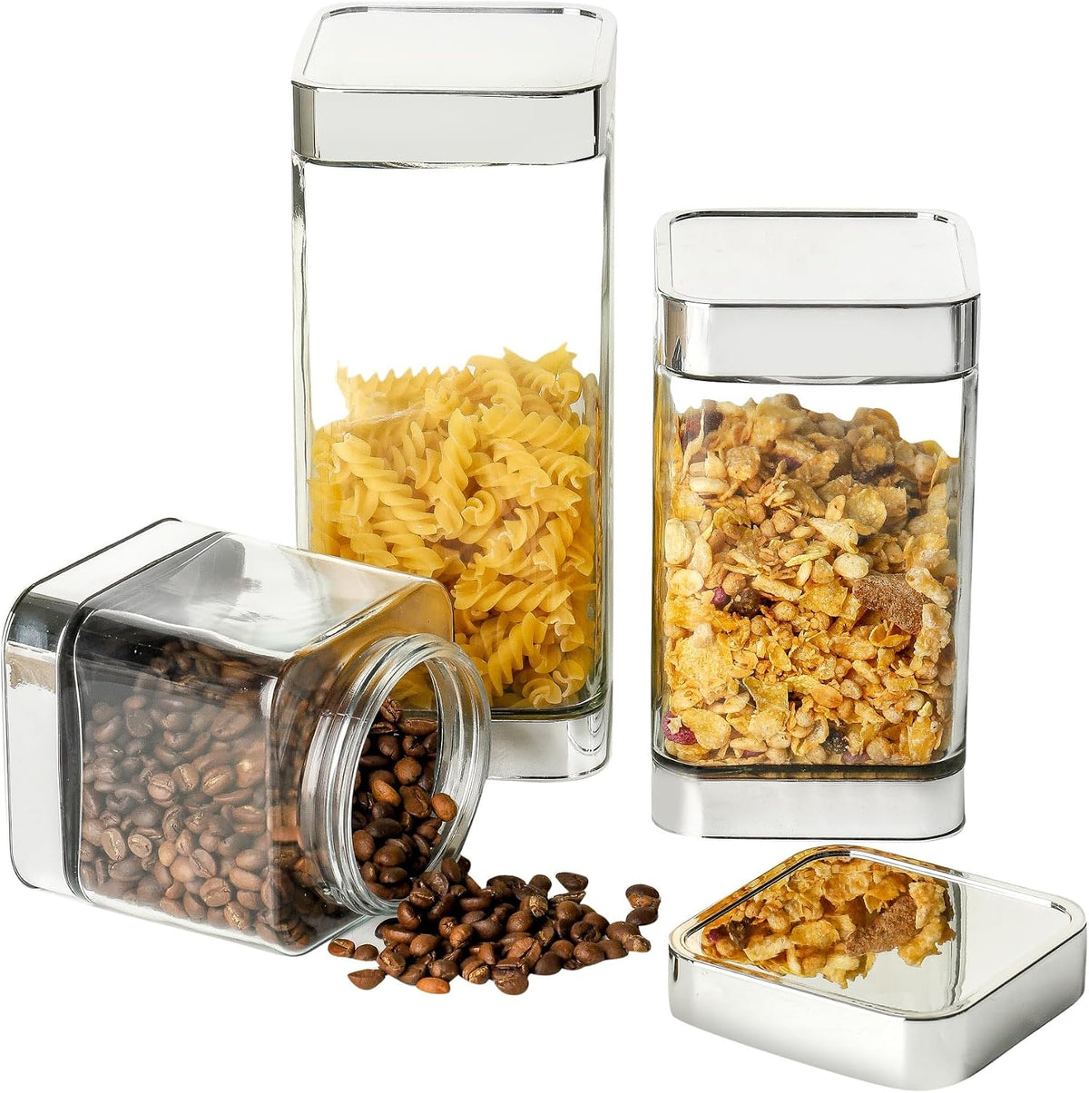 Glass Storage Jars-Large Kitchen Glass Canisters with Airtig