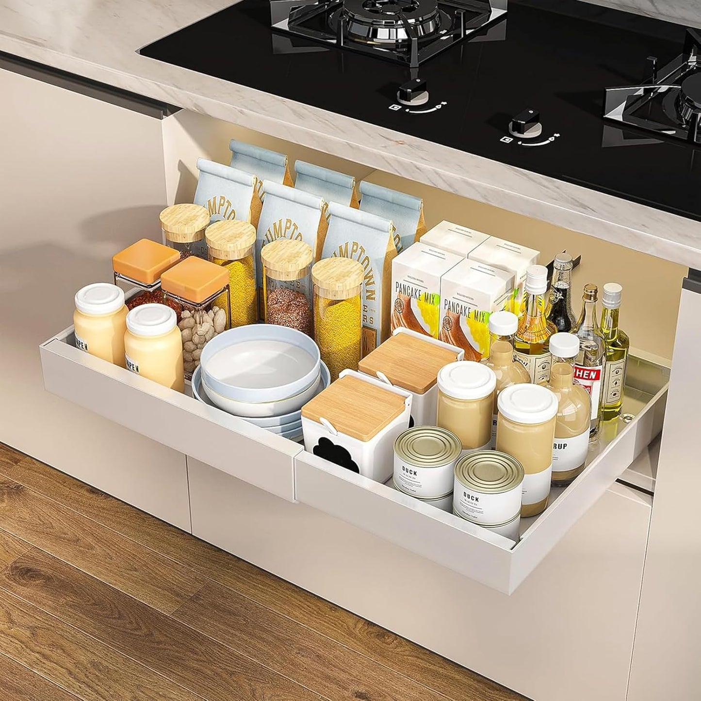 Pull Out Cabinet Organizer – Smooth Sliding Expandable Pull Out Drawers for Cabinets
