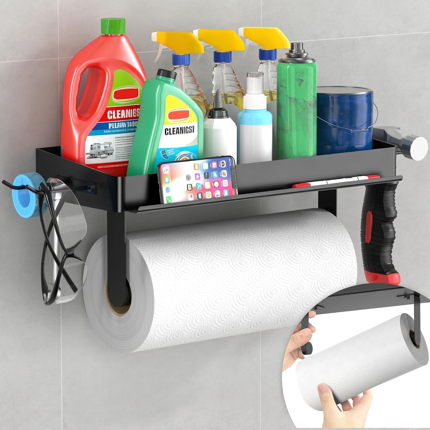 Wall Mount Paper Towel Holder with Phone Stand