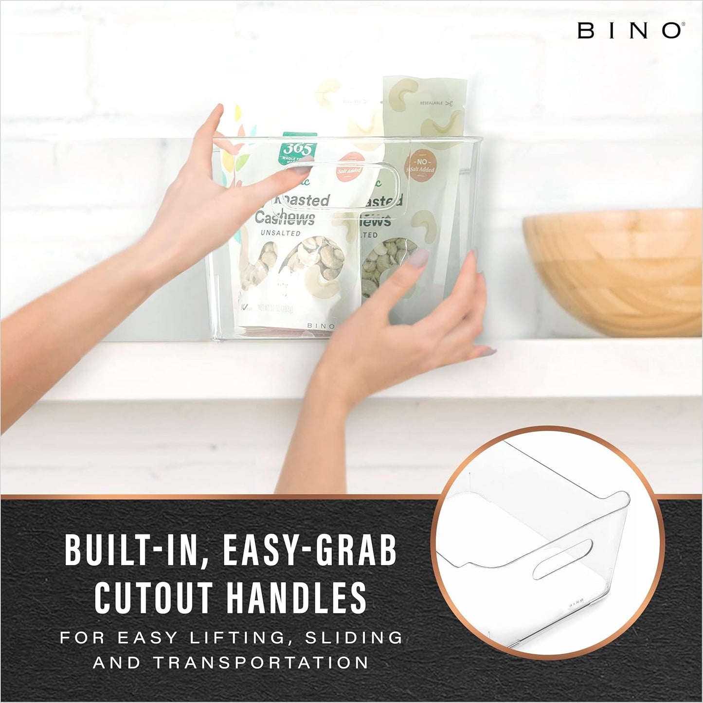 Plastic Organizer Bins, X-Large - 4 Pack | The SOHO Collection | Multi-Use Organizer Bins | Pantry & Freezer Bin | Plastic Storage Containers | Bin for Home & Kitchen Org