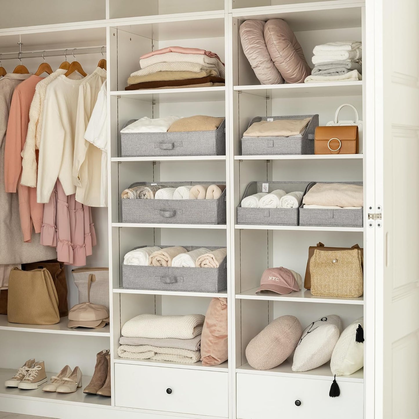 Storage Bins for Closet, Trapezoid Storage Bins with Handles, Clothes Storage Bins