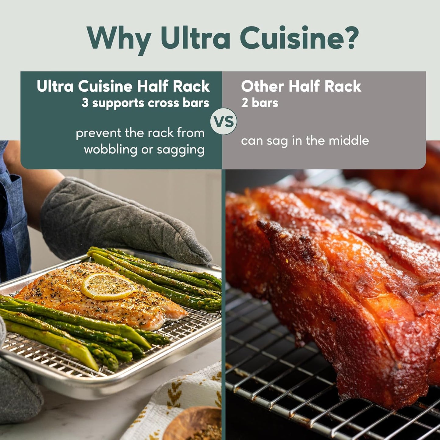 Oven-Safe, Dishwasher-Safe 100% Stainless Steel Cooling & Baking Rack Set