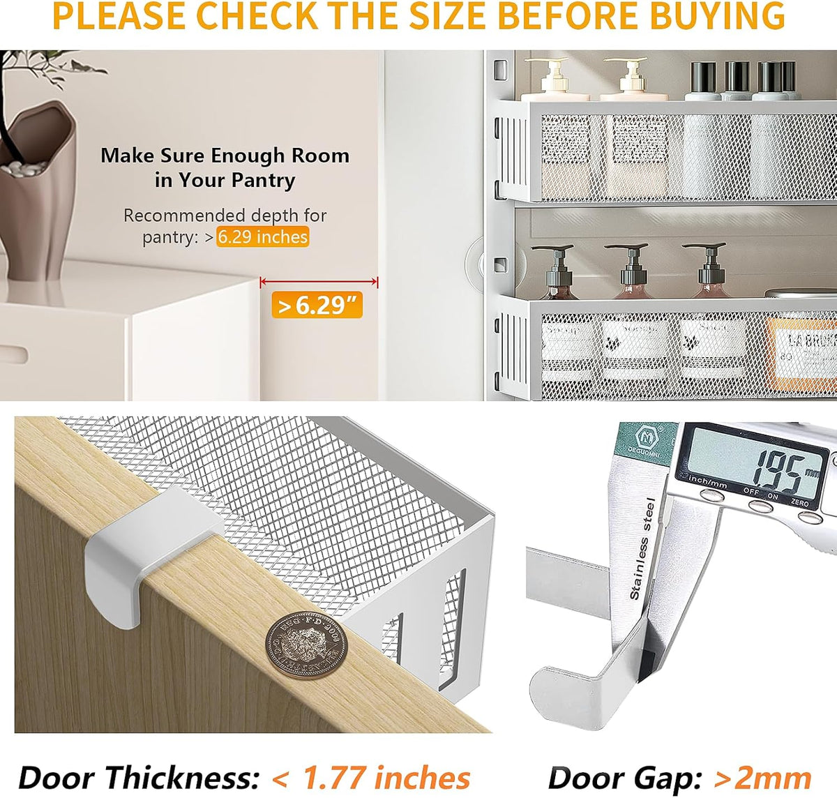 8-Tier Over The Door Pantry Organizer with Mesh Baskets