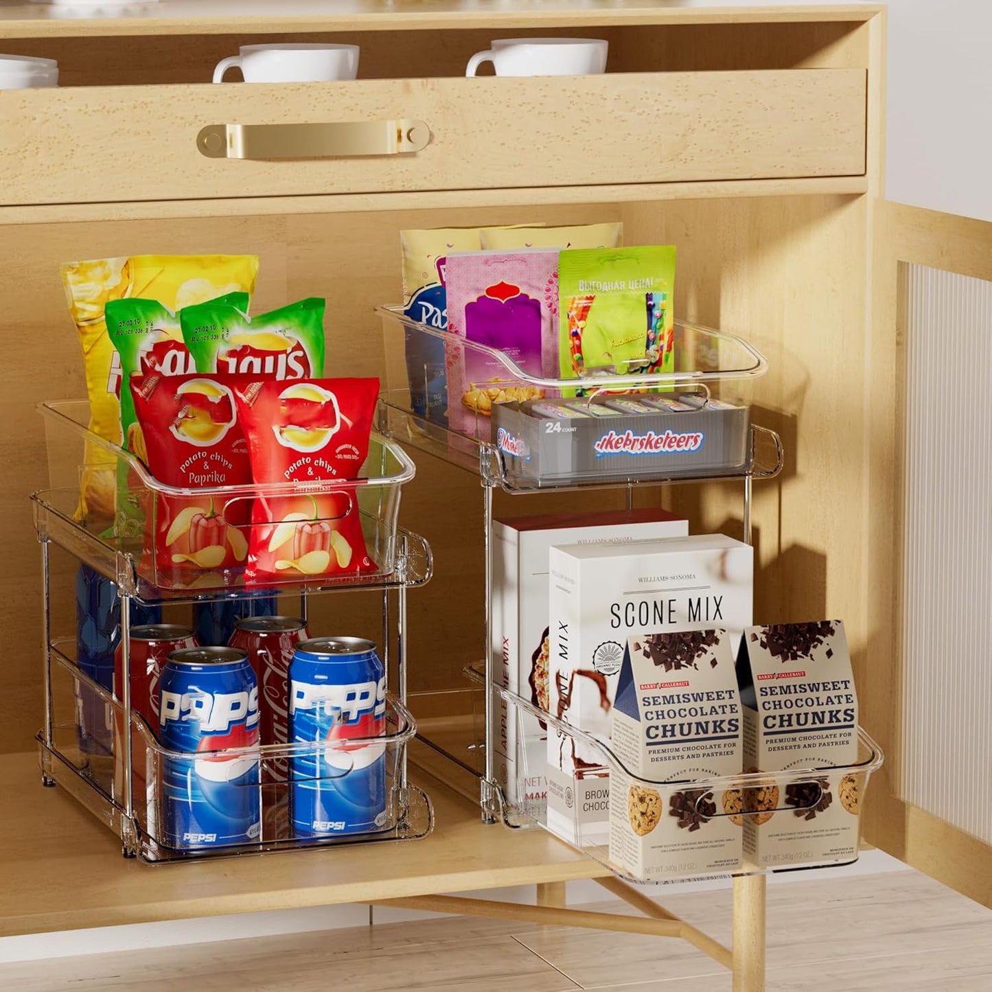 2-Tier Under Sink Organizers and Storage, Multi-Purpose Stackable Bathroom Cabinet organizers
